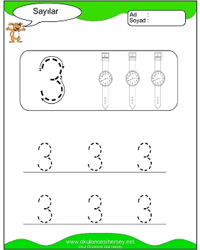 okul öncesi 1 sayısı çizgi çalışması